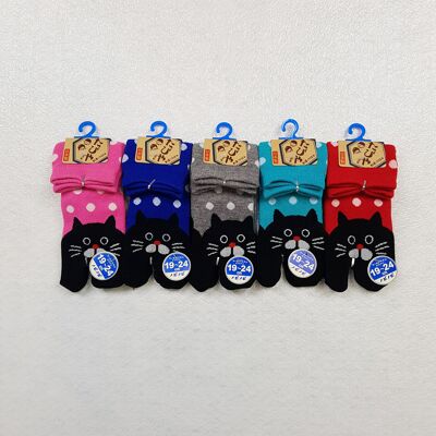 Calzini giapponesi Tabi per bambini in cotone e modello gatto Taglia Fr 31 - 37