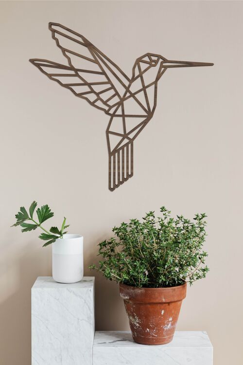 Kolibrie geometrisch - 43cm - Notenhout