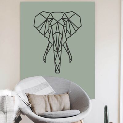 Elefante africano geometrico - 43cm - Legno di quercia