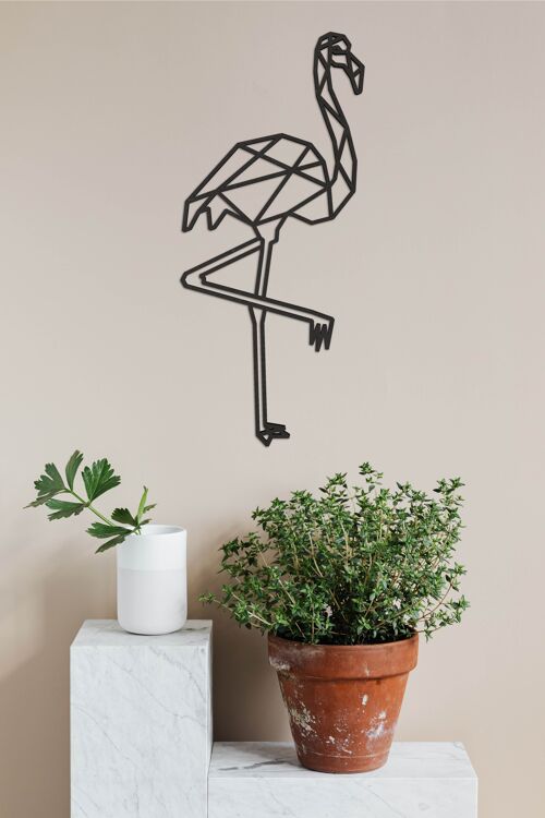 Flamingo geometrisch - 43cm - Zwart-mdf