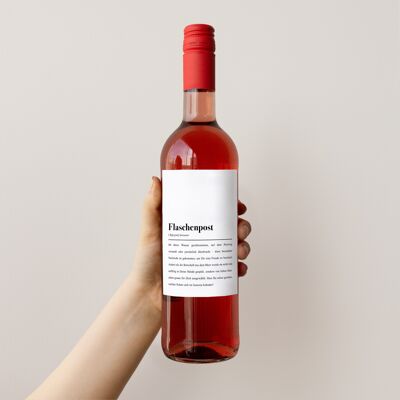 Etiqueta de botella de vino: mensaje en una definición de botella