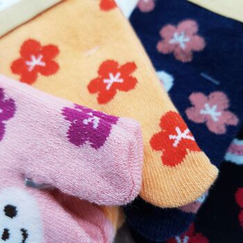 Chaussettes Japonaises Tabi Enfants en Coton et Motif Lapin Fleur chat Made in Japon Taille Fr 22 - 30 3