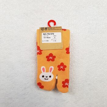 Chaussettes Japonaises Tabi Enfants en Coton et Motif Lapin Fleur chat Made in Japon Taille Fr 22 - 30 9