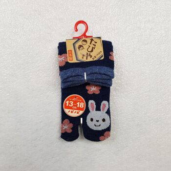 Chaussettes Japonaises Tabi Enfants en Coton et Motif Lapin Fleur chat Made in Japon Taille Fr 22 - 30 10