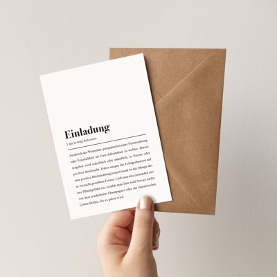 Invitation definition: folded card with envelope