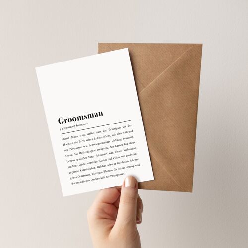 Groomsman Definition: Klappkarte mit Umschlag