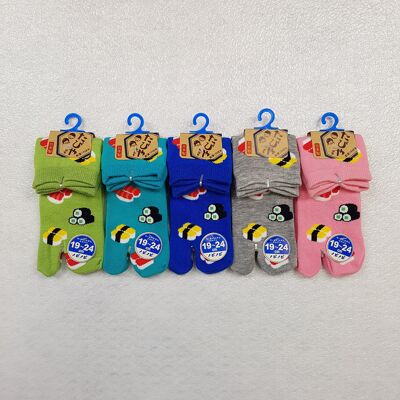 Japanese Tabi Children's Socks in Cotton and Sushi Pattern Made In Japan Size Fr 31-37