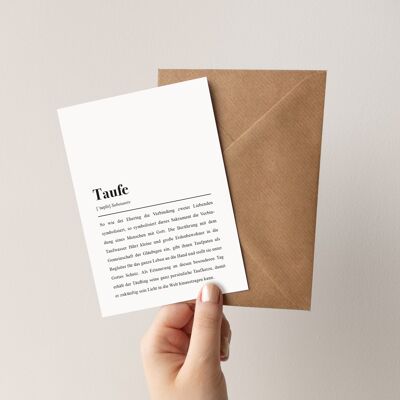 Baptism Definition: Folded card with envelope