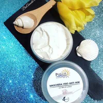 Anti-aging face mask with snail slime, regenerating, compacting and illuminating