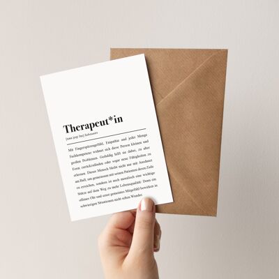 Definición del terapeuta: tarjeta doblada con sobre