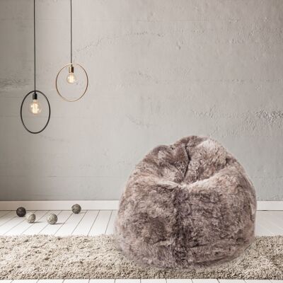 Icelandic Shorn Taupe Sheepskin Beanbag Chair - Large