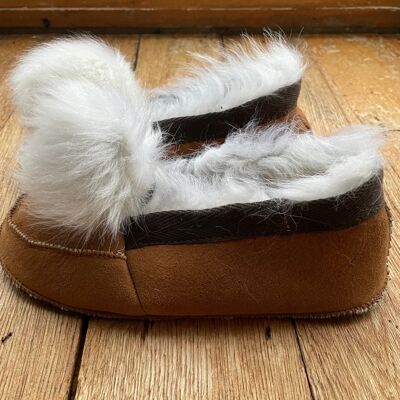 Tuscan Shearling Slippers - Tan & Cream