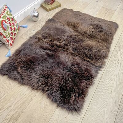 British Brown Rectangular Straight Edge Sheepskin Rug - 75cm x 125cm