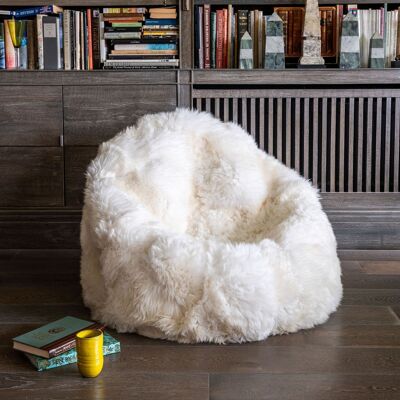 Sheepskin Beanbag Chair 100% Natural British White Bean Bag - Large