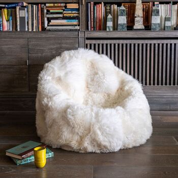 Fauteuil poire en peau de mouton 100% naturel pouf blanc britannique - géant 1