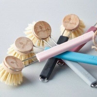 Dish Brush with Replaceable Head PINK - Natural Plant Bristles (FSC 100%) - PINK