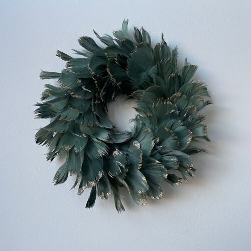 Sage Green Small Feather Wreath Decoration