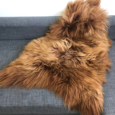 AMAZING Icelandic Bronze Russet Brown Sheepskin Rug Eco Dyed Sheepskin Throw - M