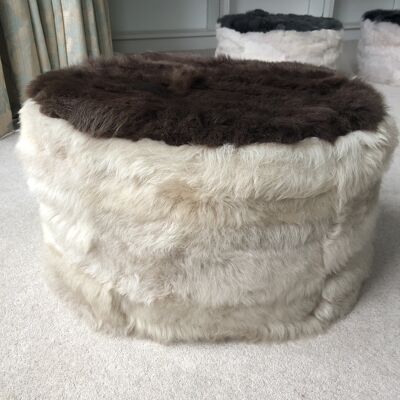 The Cossack Shearling Pouffe - Champagne & Conker