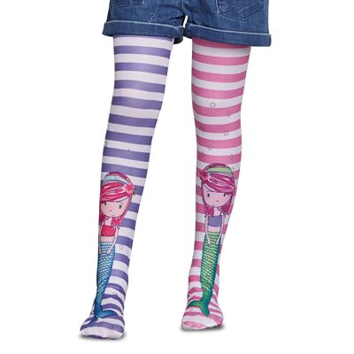 Lovely Little Mermaid Super Soft Multistripe Girls Fashion Tights 50 Denier