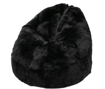 Fauteuil pouf en peau de mouton islandais tondu noir naturel non teint Large | EN STOCK 2