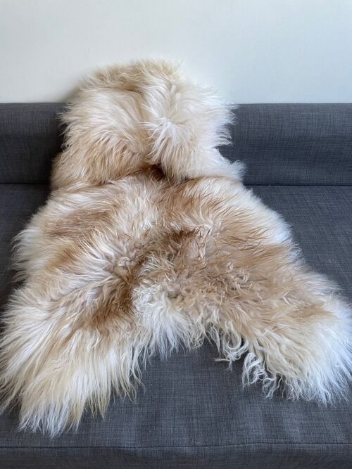 Icelandic Latté Sheepskin Rug 100% Natural Brown Tipped White - Large