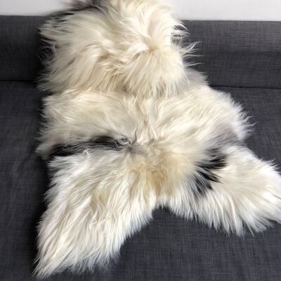 Large Yin & Yang Icelandic Sheepskin Throw White with Black Spots Rug Eco Fleece 100% Natural Undyed Hygge 1604ILSPL-09