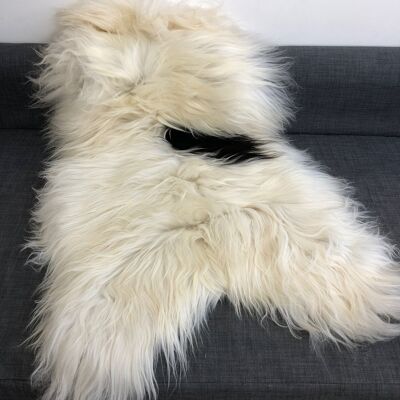 Yin & Yang Icelandic Sheepskin Throw White with Black Spots Rug Eco Fleece 100% Natural Undyed Hygge 1204ILSPL-01