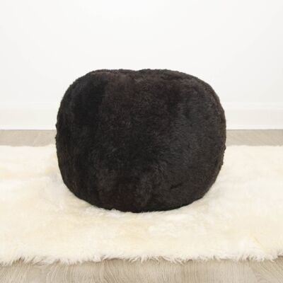 The Boule Icelandic Sheepskin Pouffe - Natural Charcoal Black Shorn