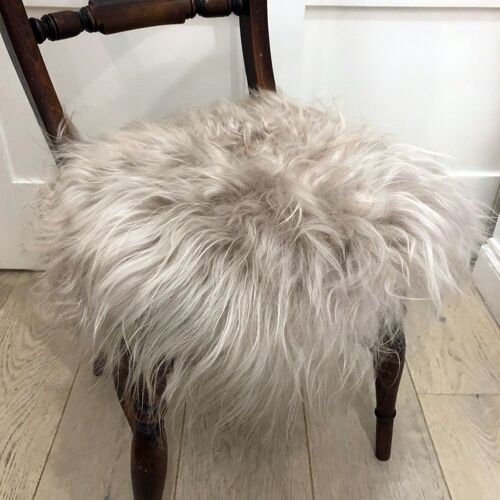 Icelandic Sheepskin Roundie Seat Cover Dove Grey Long 35cm