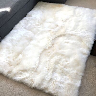 Stunning Soft British Sheepskin Rug Ivory Cream White Straight Edges Rectangular 145cm x 210cm