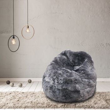 Pouf en peau de mouton 100% naturel islandais tondu 50mm | Gris froid | Grand | EN STOCK 1