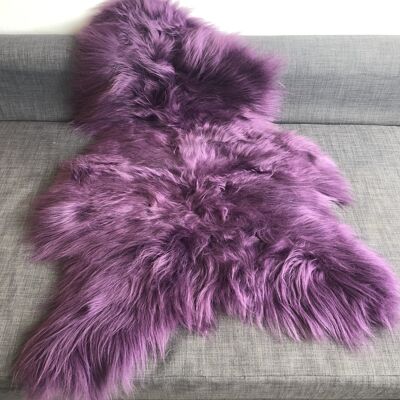 Swedish Sheepskin Rug African Violet Purple Long Fur Throw - L