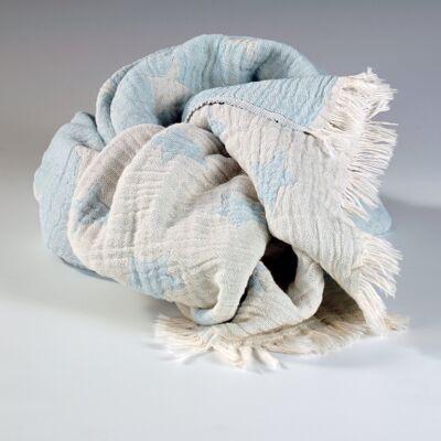 Head In The Clouds Soft Weave Star Throw - Baby Blue
