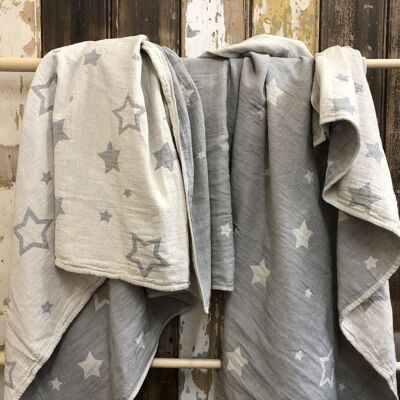 Constellations Jacquard Throw | 100% Cotton | Dove Grey