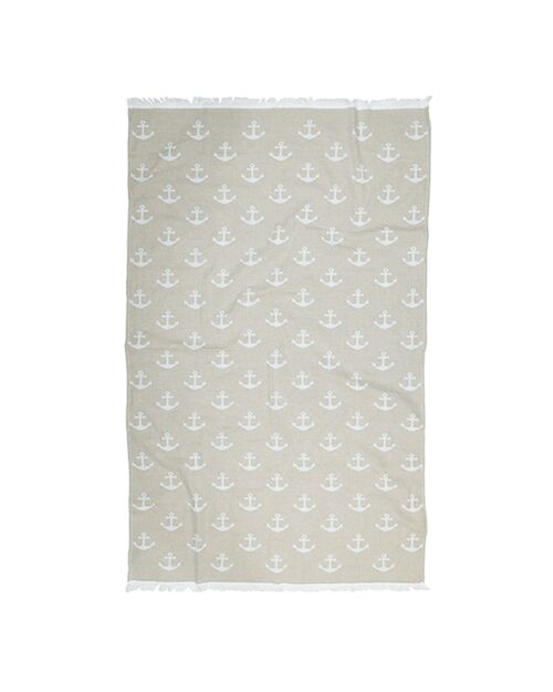 Anchor Hammam Towel / Throw 100% Cotton Jacquard | Dove Grey