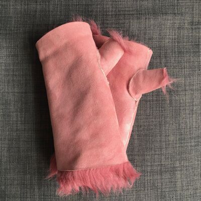 Tuscan Shearling Fingerless Reversible Sheepskin Gloves - Dusky Pink