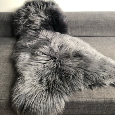 Swedish Sheepskin Rug Sheep Skin Throw - Slate Grey - Hygge Nordic Décor - M