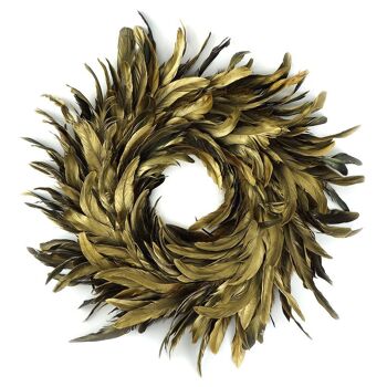 Couronne de plumes Schlappen dorées 40cm 1