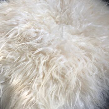 Housse de siège en peau de mouton bouclée britannique blanc crème ivoire ::: carré 37cm 3