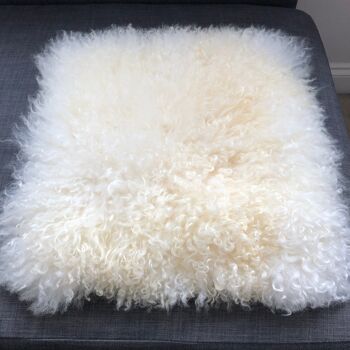 Housse de siège en peau de mouton bouclée britannique blanc crème ivoire ::: carré 37cm 5