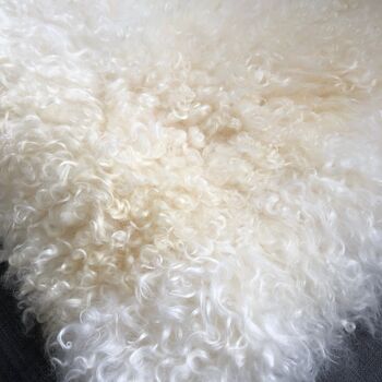 Housse de siège en peau de mouton bouclée britannique blanc crème ivoire ::: carré 37cm 7