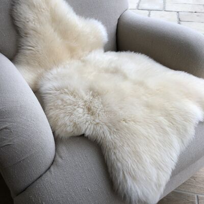 Luxurious British Sheepskin Rug Hide Ivory White Small Long Fur