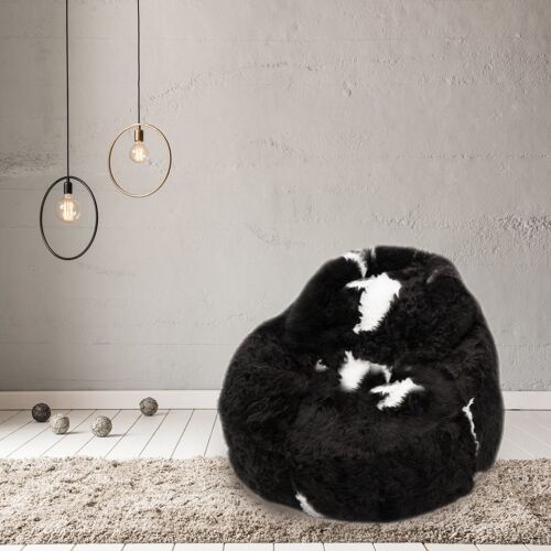 Sheepskin Beanbag Chair Icelandic Shorn Black with White Spots Sheepskin Bean Bag - Junior