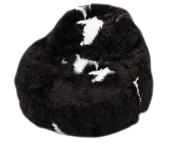 Fauteuil poire en peau de mouton islandais tondu noir avec des taches blanches pouf en peau de mouton - Junior 2