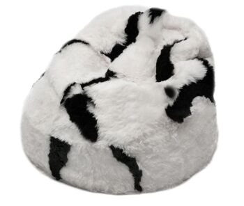 Fauteuil poire en peau de mouton blanc tondu islandais avec pois noirs en peau de mouton non teint, peau de mouton - Junior 2