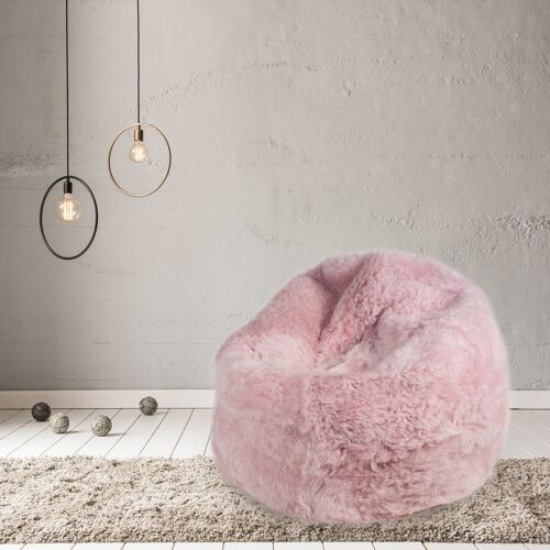 Sheepskin Beanbag Chair Icelandic Shorn Pale Pink Sheepskin Bean Bag, Sheep Skin Pink - Junior