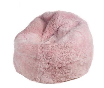 Fauteuil poire en peau de mouton islandais tondu rose pâle pouf en peau de mouton, peau de mouton rose - Junior 2