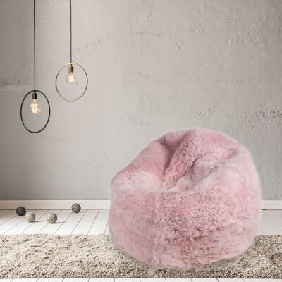 Sheepskin Beanbag Chair Icelandic Shorn Pale Pink Sheepskin Bean Bag, Sheep Skin Pink - Large