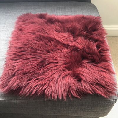 Swedish Sheepskin Square Seat Cover 37cm Burgundy